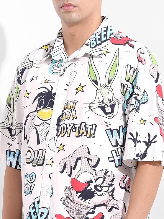 Men’s Boxy Fit Character Printed Street Shirt by The Indian Garage Co Fashionable Casual Wear for Everyday Comfort