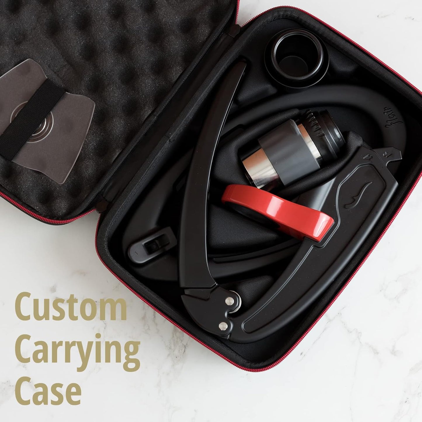 Manual Espresso Machine with Pressure Gauge, Tamper, and Compact Carrying Case, Perfect for Home Use