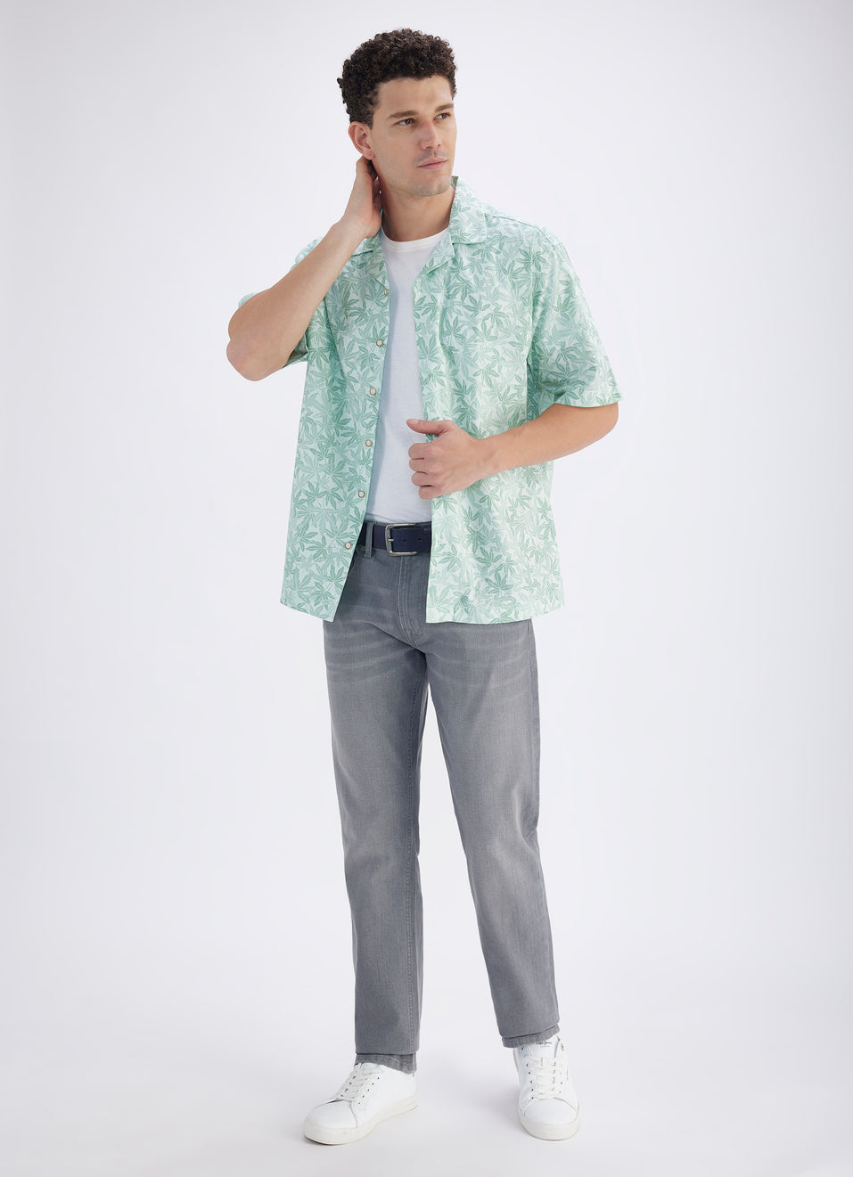 Classic Blue Resort Style Shirt for Men with Half Sleeves