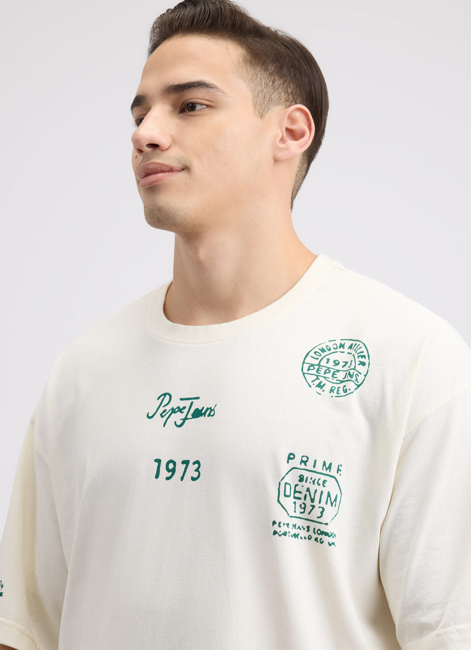 Men’s Relaxed Fit Off White Oversized Graphic Print Cotton T-Shirt