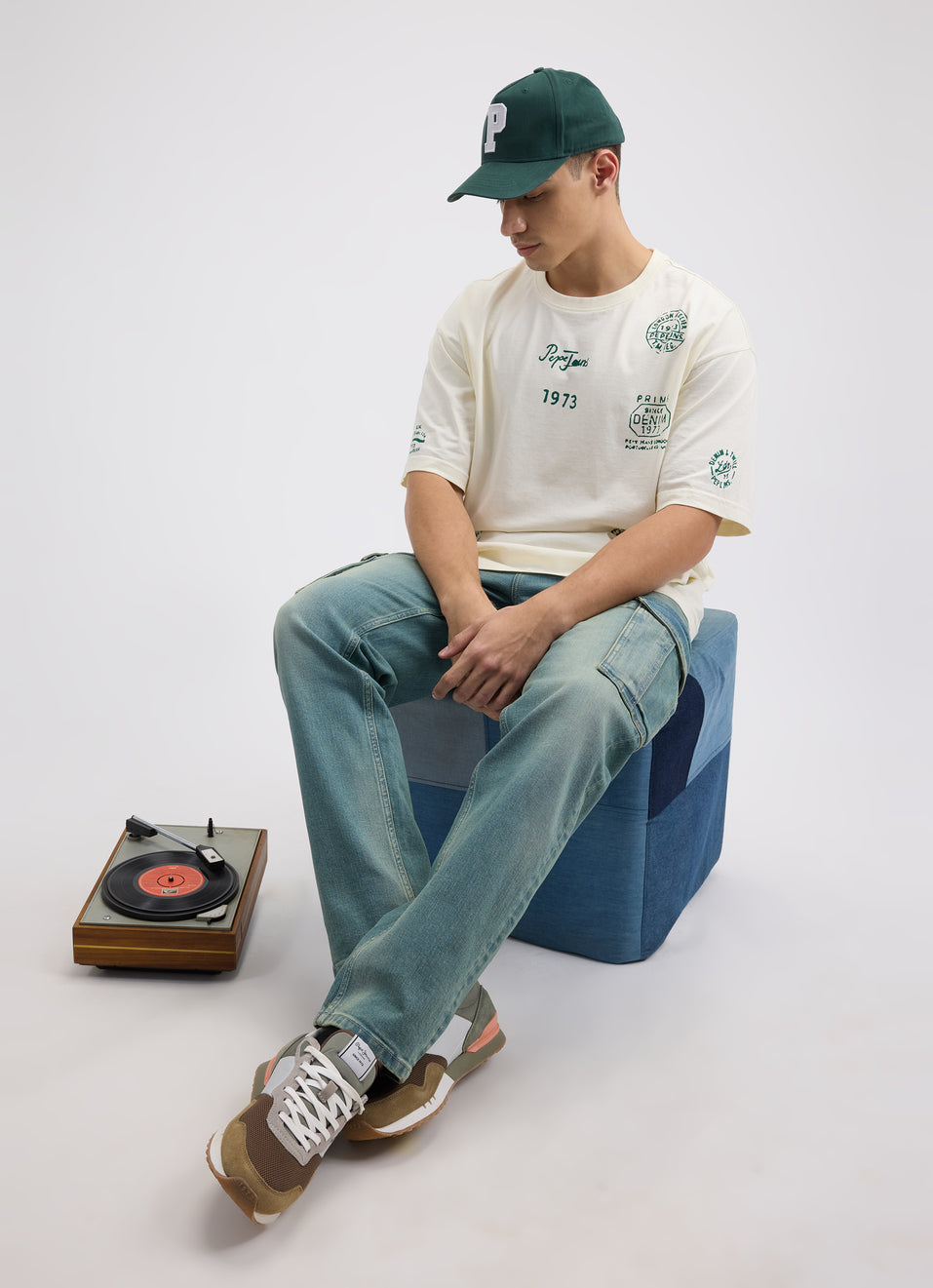 Men’s Relaxed Fit Off White Oversized Graphic Print Cotton T-Shirt