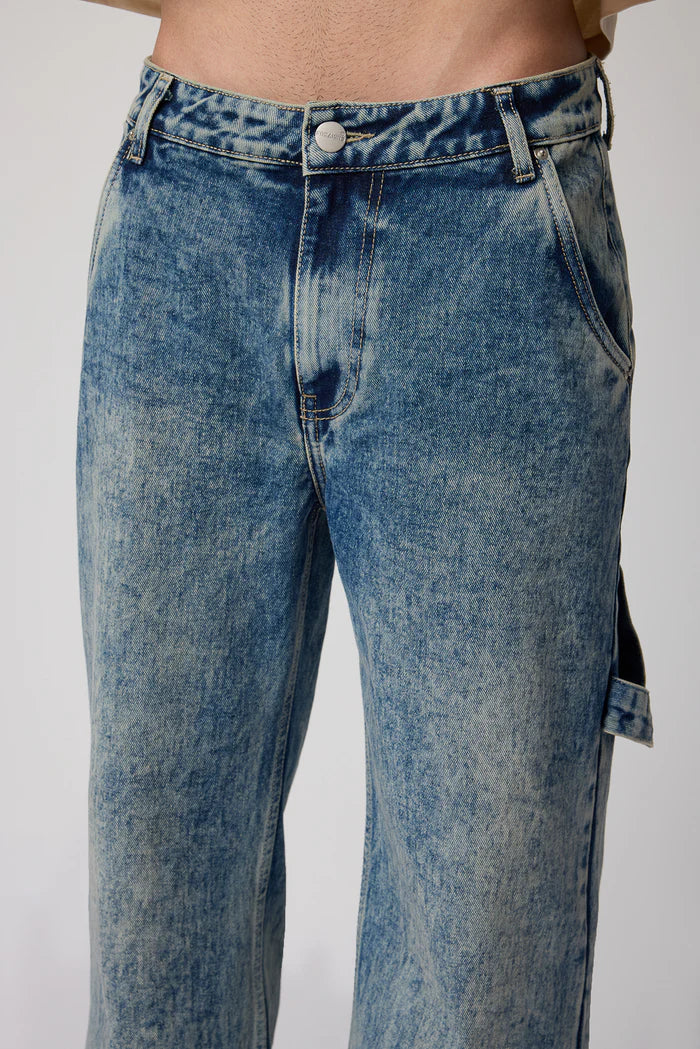Mens Relaxed Fit Carpenter Jeans in Nexus Blue with Durable Utility Pockets