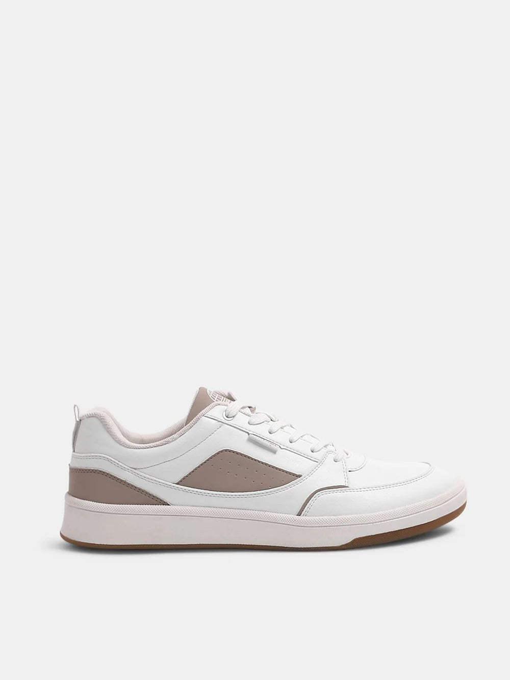 Classic White PU Lace-Up Casual Sneakers for Men’s Everyday Comfort and Style
