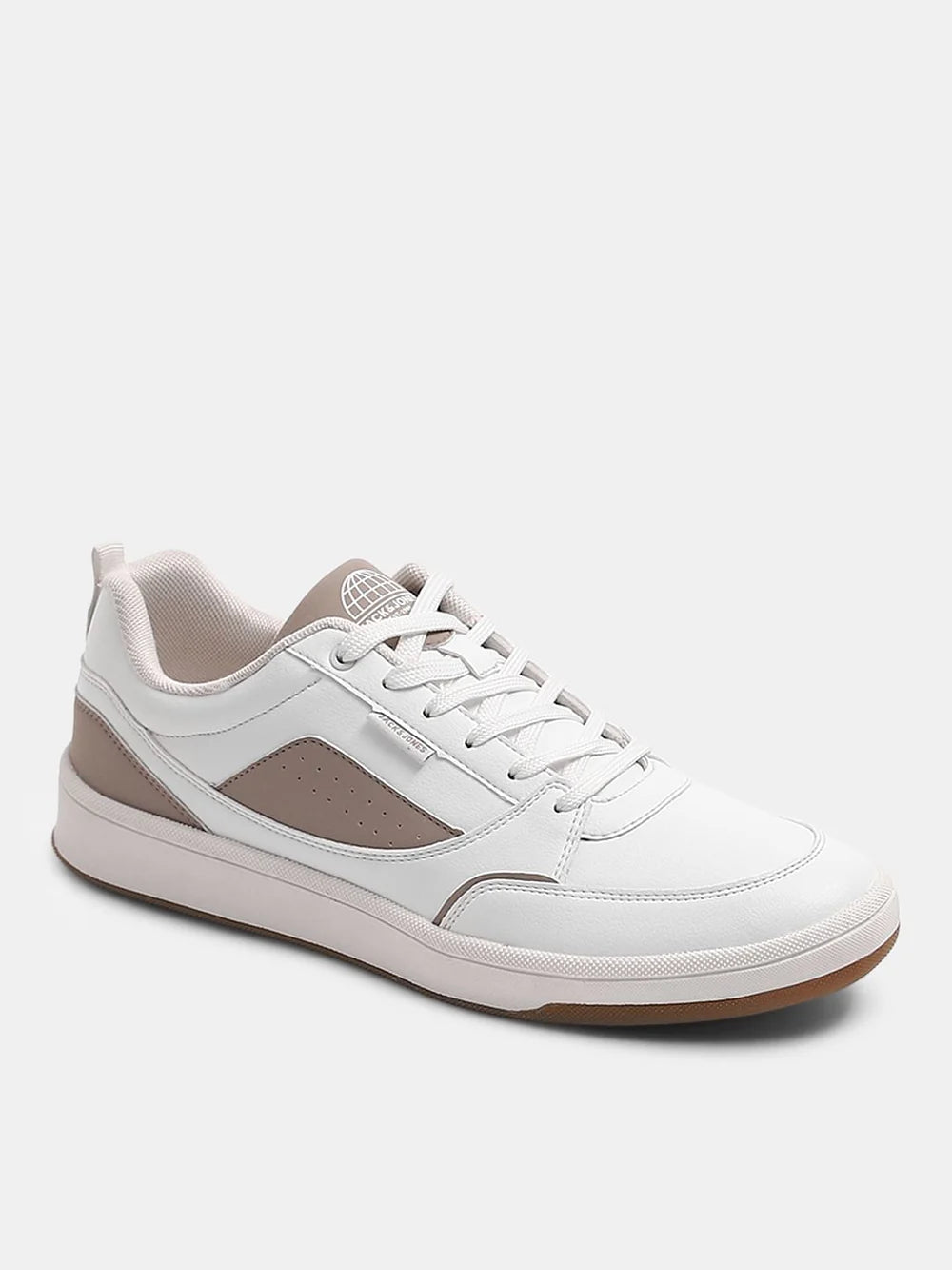 Classic White PU Lace-Up Casual Sneakers for Men’s Everyday Comfort and Style