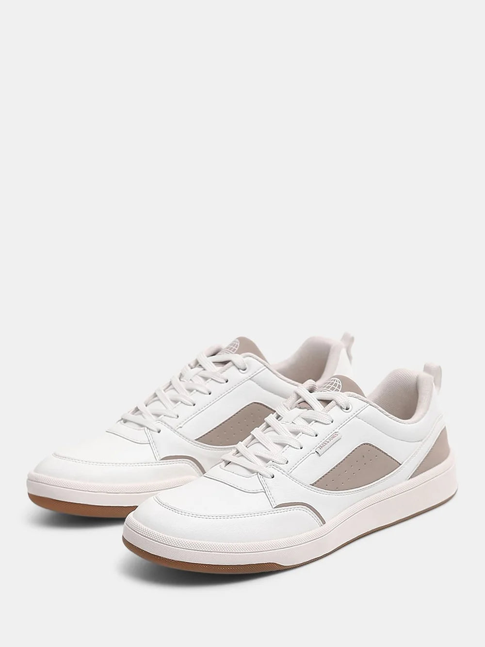 Classic White PU Lace-Up Casual Sneakers for Men’s Everyday Comfort and Style