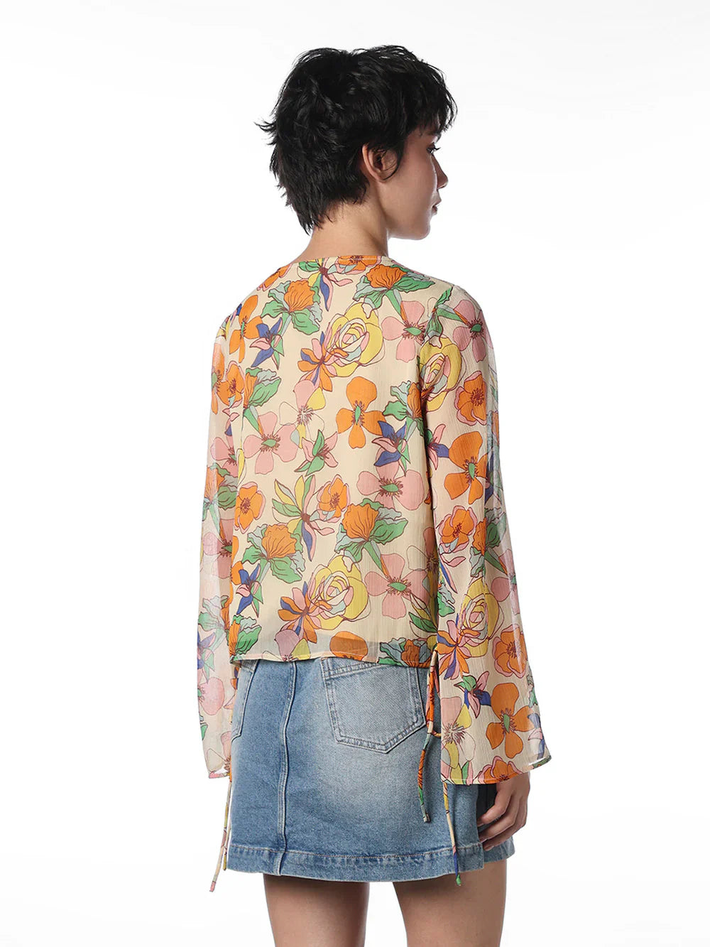 Trendy Women’s Multi-Colour Floral Print Short Sleeve Top