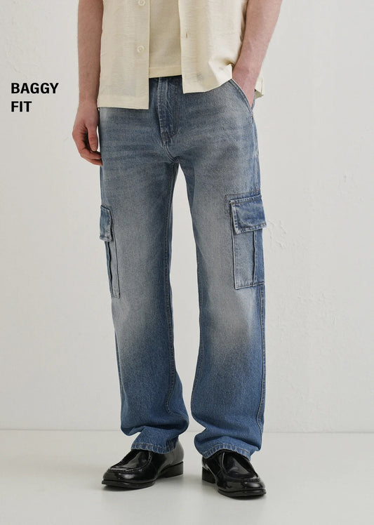 Modern Slate Blue Baggy Fit Denim Jeans for Everyday Wear