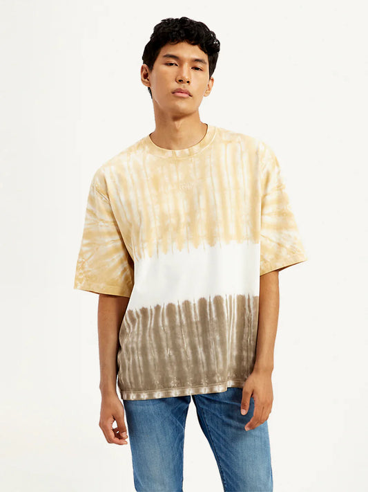 Men’s Casual Tie-Dye Print Loose Fit Half Sleeve T-Shirt