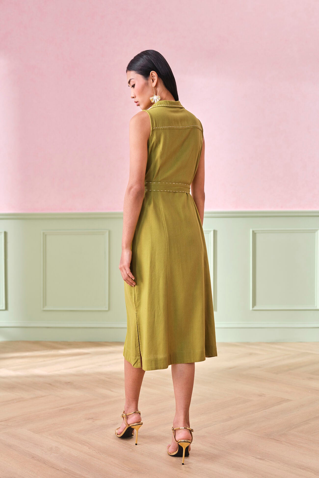 Brooklyn Oasis Dress for Women Elegant Midi Dress with Flowy Silhouette for Casual and Semi Formal Occasions