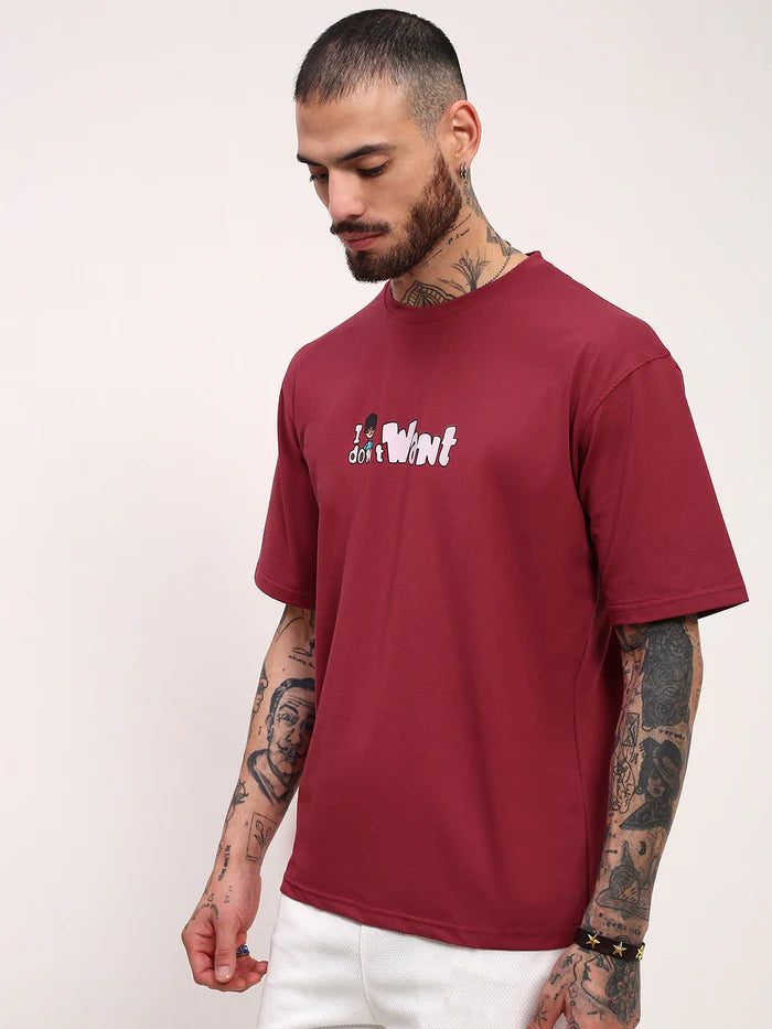 Mens Pink Graphic Printed Casual T Shirt with Relaxed Fit and Streetwear Style