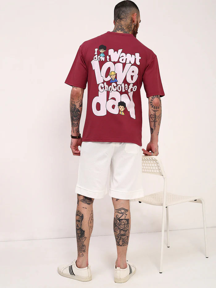 Mens Pink Graphic Printed Casual T Shirt with Relaxed Fit and Streetwear Style