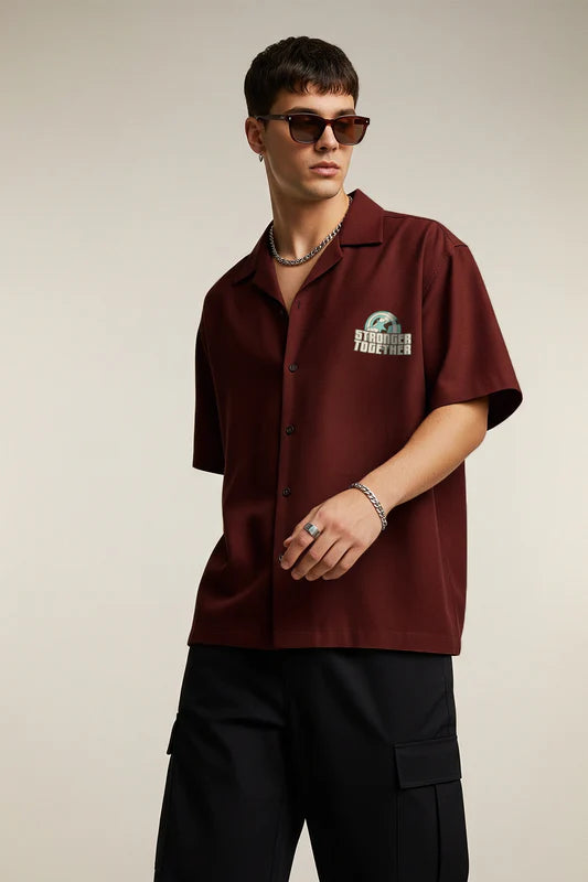 Fashion Forward Brown Oversized Printed Graphic Shirt