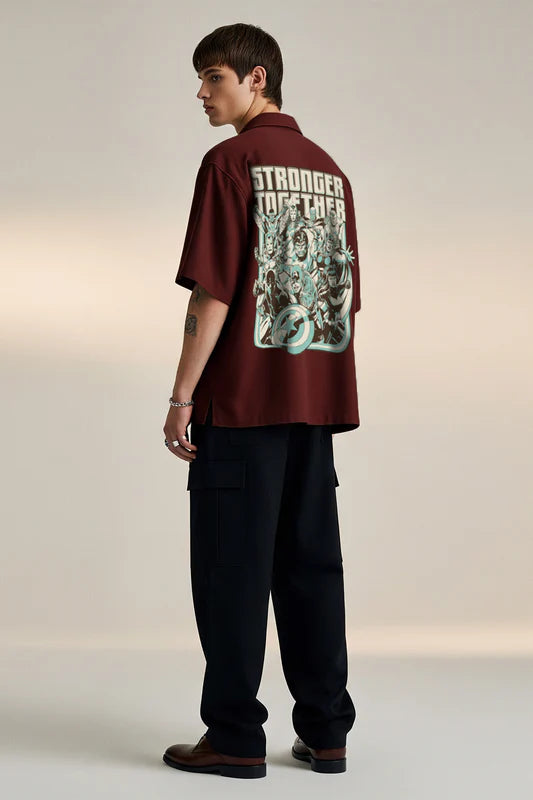 Fashion Forward Brown Oversized Printed Graphic Shirt