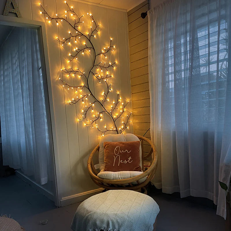 Magical LED Vine Tree Light with Willow Design, Fairy Lights, and Remote