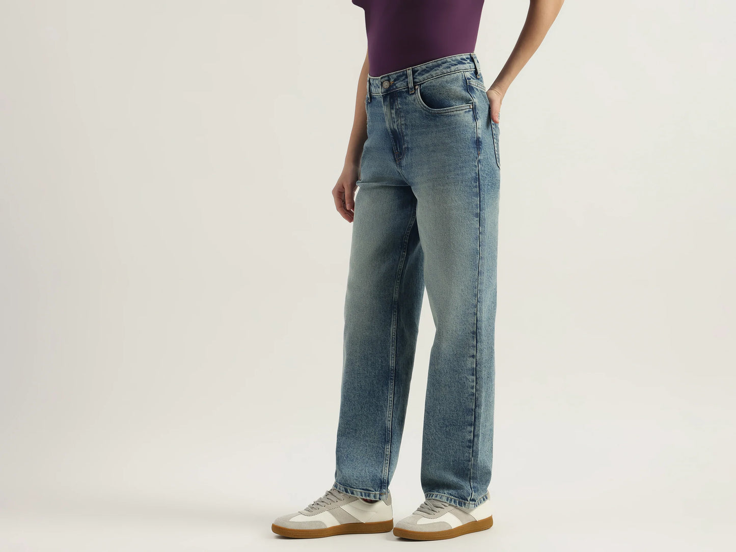 Casual Women’s Solid Straight Fit Denim Pants with Relaxed Comfortable Look