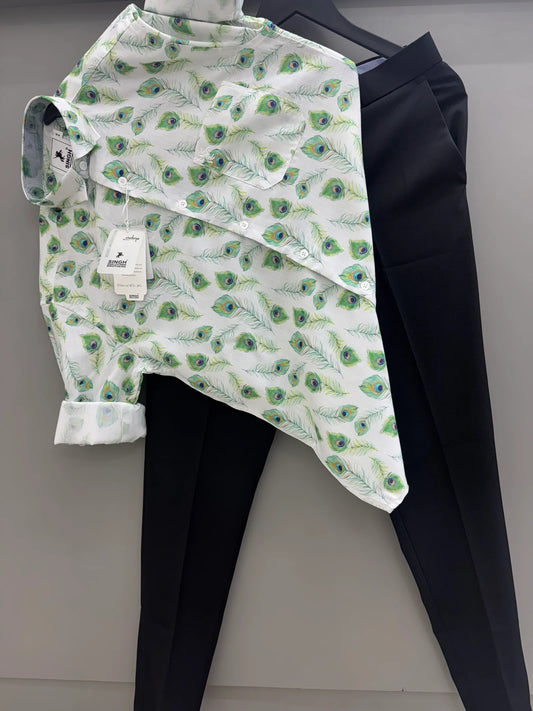 Modern Men’s Printed Shirt with Pant for Social Events, Casual, and Semi-Formal Occasions