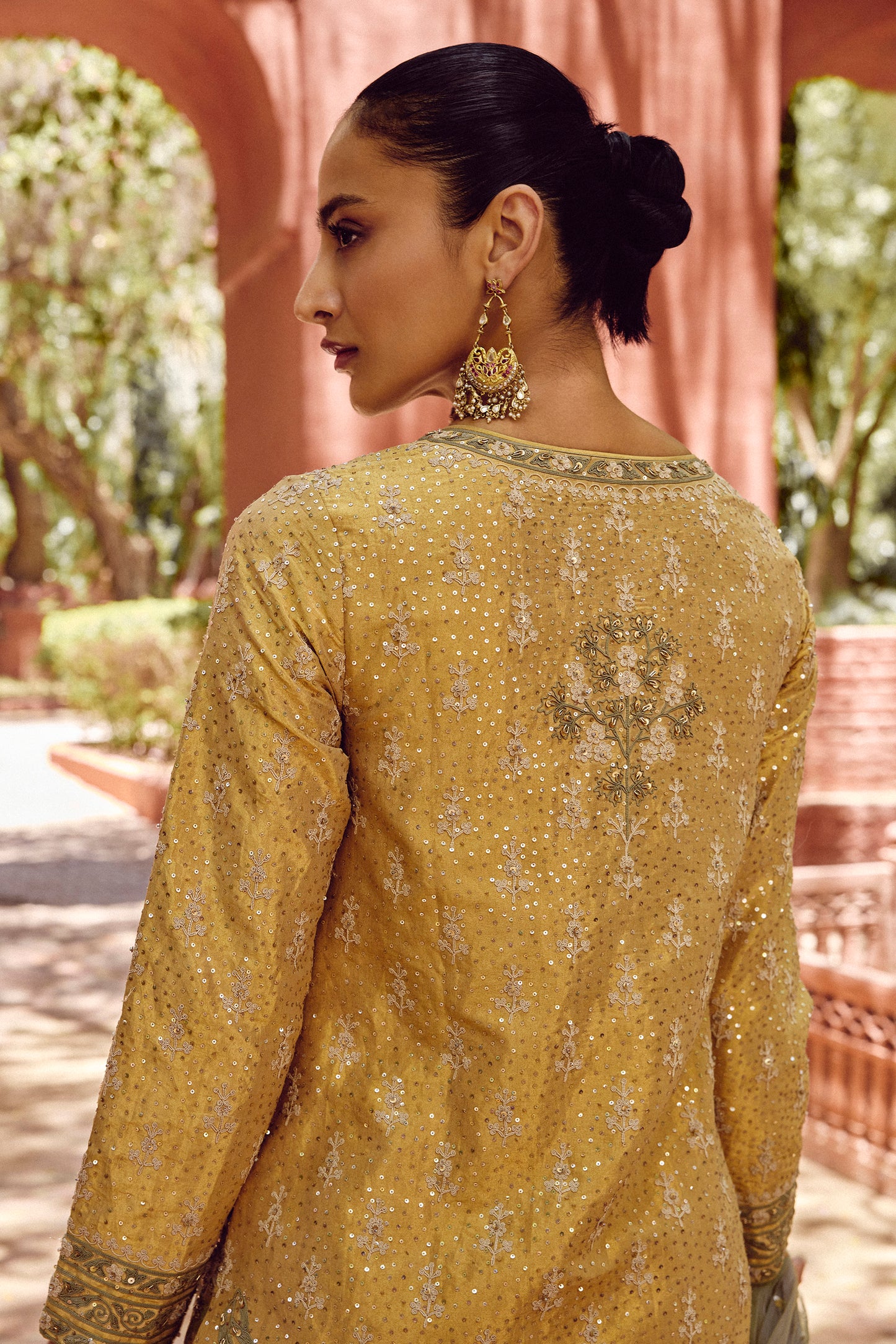 Stylish Gold Embroidered Silk Suit Set with Dupatta for Weddings, Celebrations, and Parties