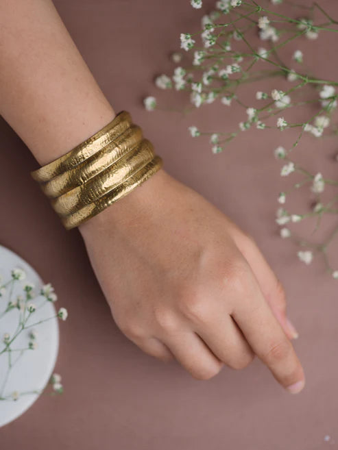 Trendy Quad Wired Brass Combo Pack of 2 Bracelets and 2 Rings – Anti-Tarnish Jewelry Set