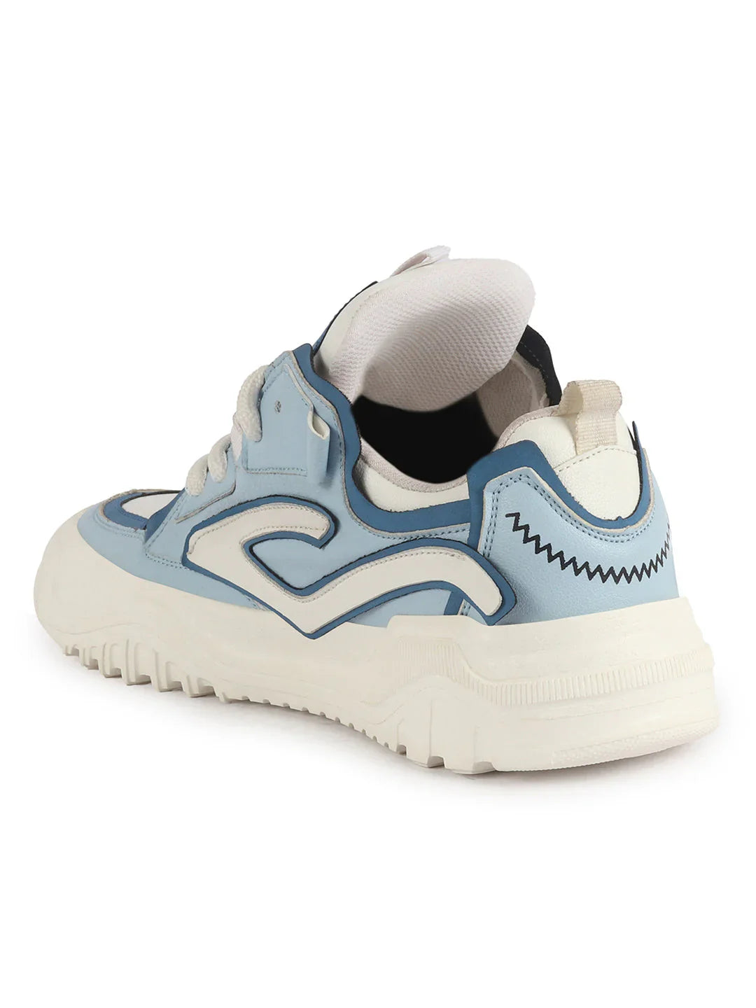 Stylish Men’s Blue Colorblock Mid Top Chunky Sneakers Comfortable Lace Up Shoes for Running Gym and Daily Outfits