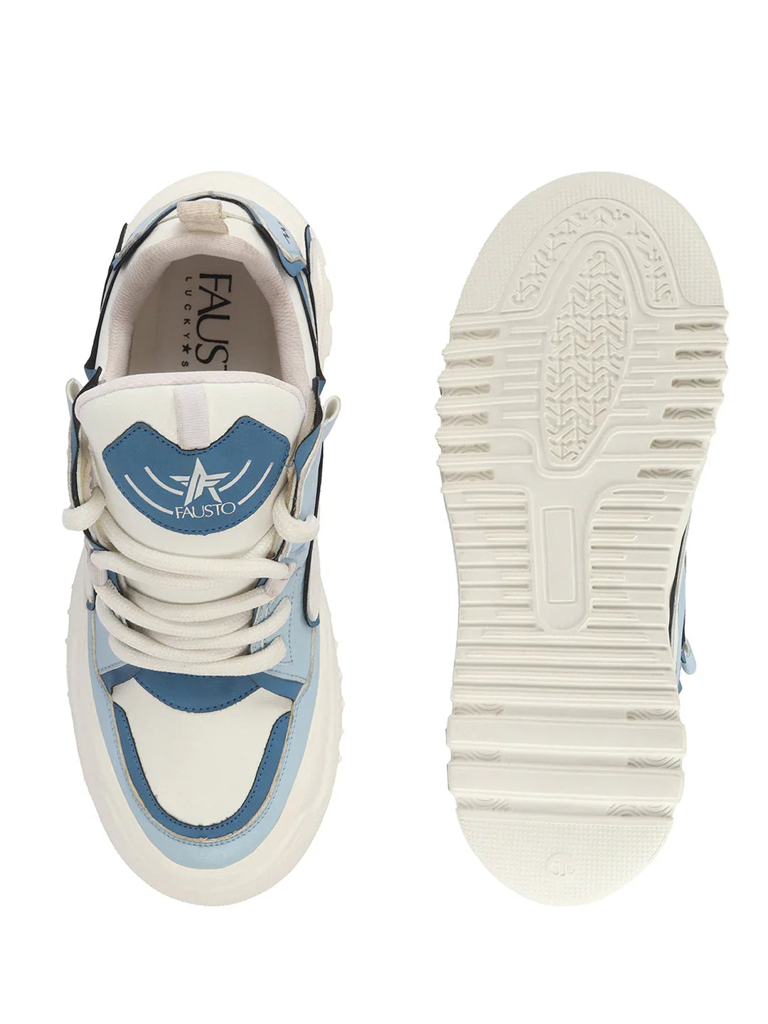 Stylish Men’s Blue Colorblock Mid Top Chunky Sneakers Comfortable Lace Up Shoes for Running Gym and Daily Outfits