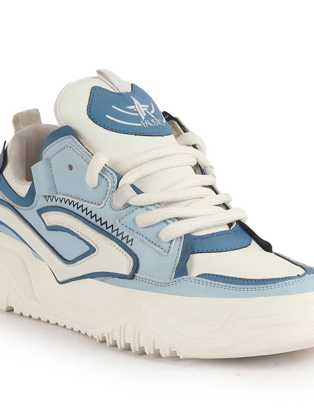 Stylish Men’s Blue Colorblock Mid Top Chunky Sneakers Comfortable Lace Up Shoes for Running Gym and Daily Outfits