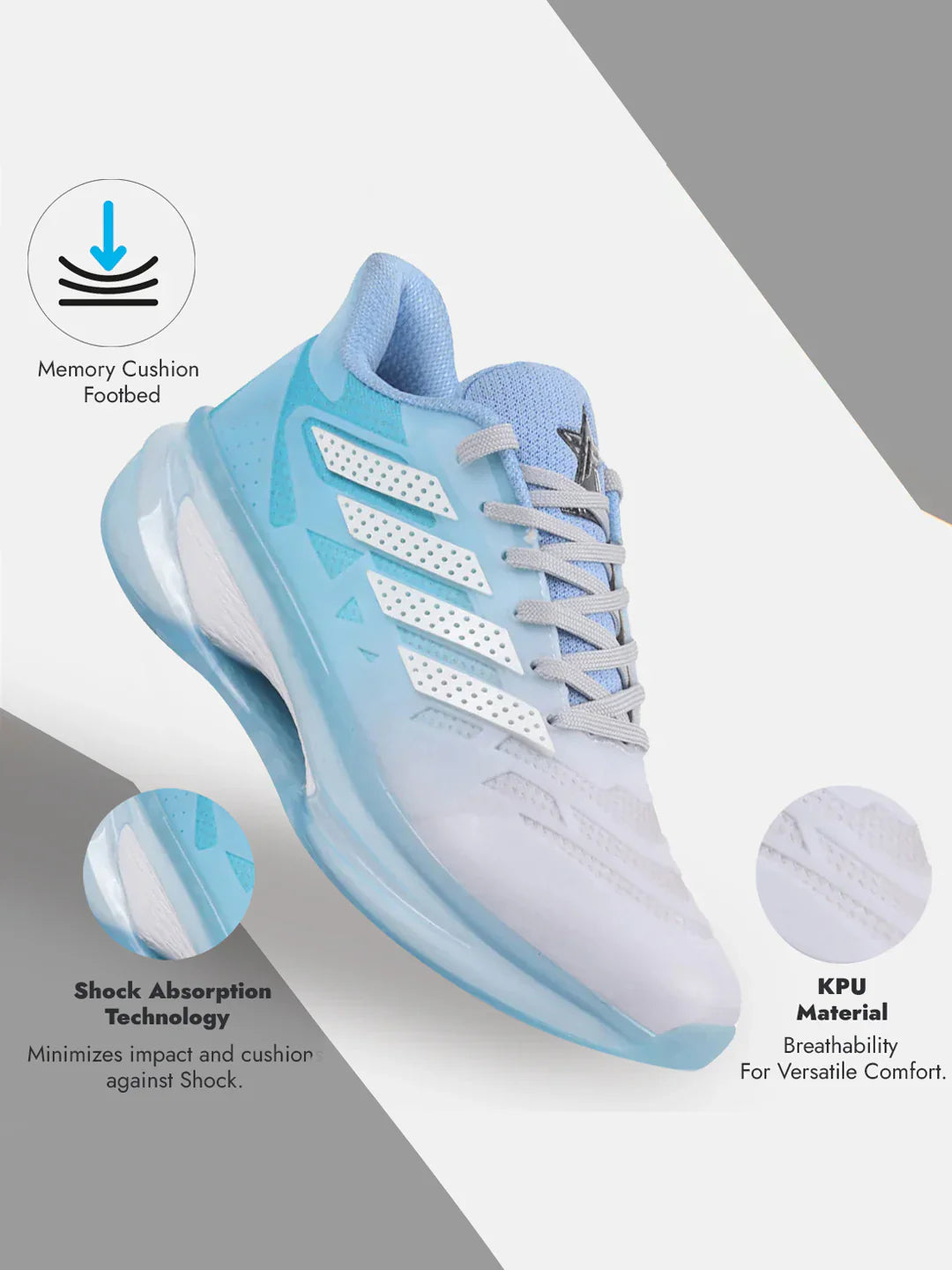 Trendy Men’s Sky Blue Breathable Sport Shoes Durable Comfortable Casual Footwear for Travel and Lifestyle
