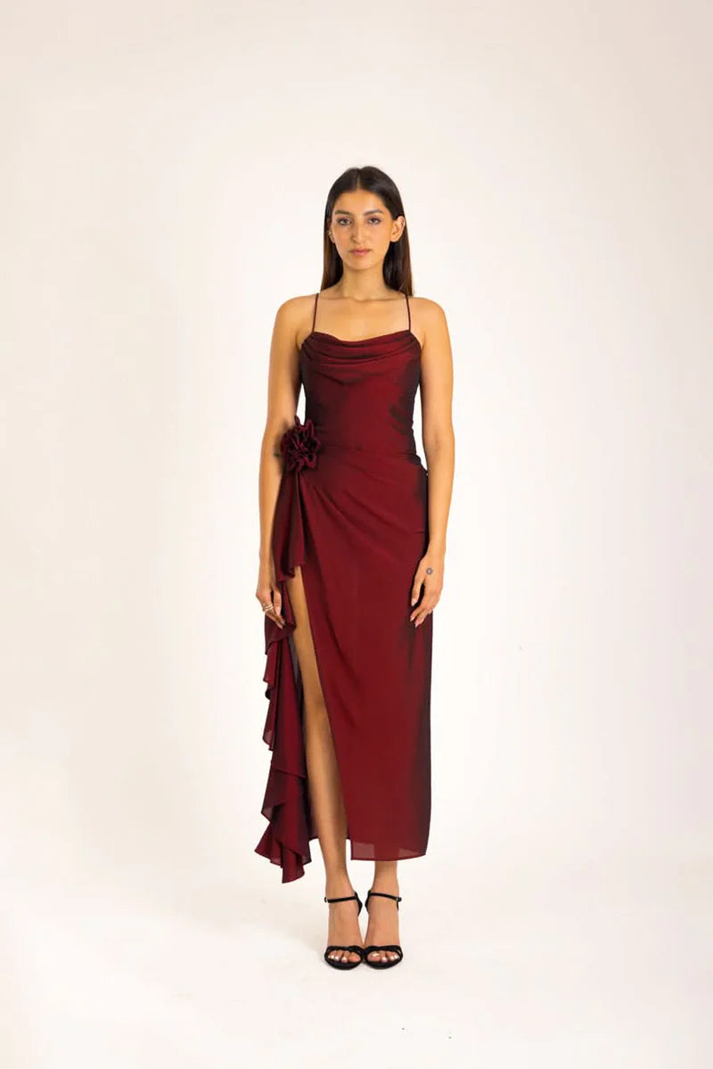 Rose Long Dress for Women Elegant Maxi Dress with Flowing Silhouette and Soft Fabric