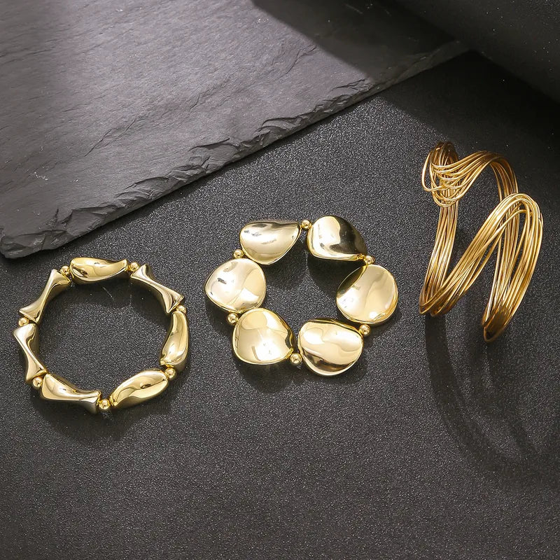 Geometric Wave Open Hand Bracelet Set for Women – Punk Style, Irregular Resin Design, Durable Jewelry