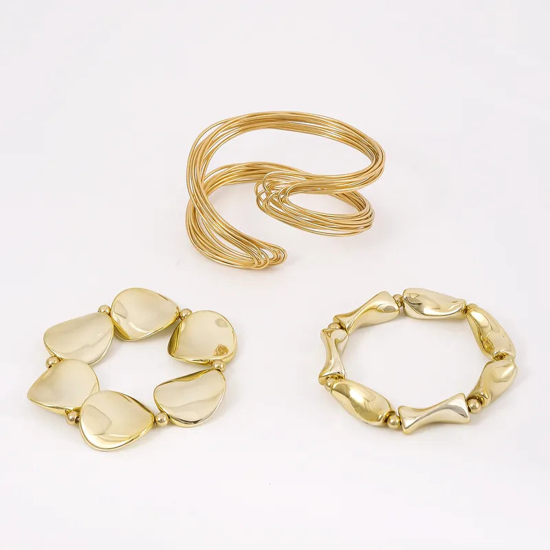 Geometric Wave Open Hand Bracelet Set for Women – Punk Style, Irregular Resin Design, Durable Jewelry