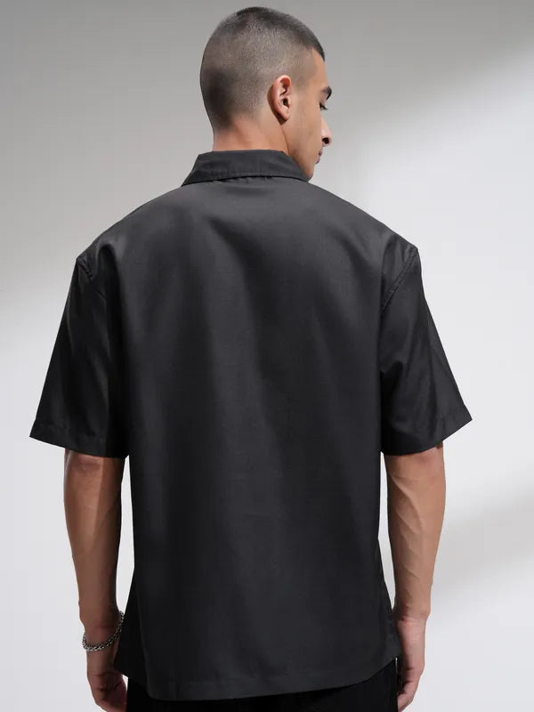 Men’s Relaxed Fit Black Printed Casual Shirt for Indoor and Outdoor Activities