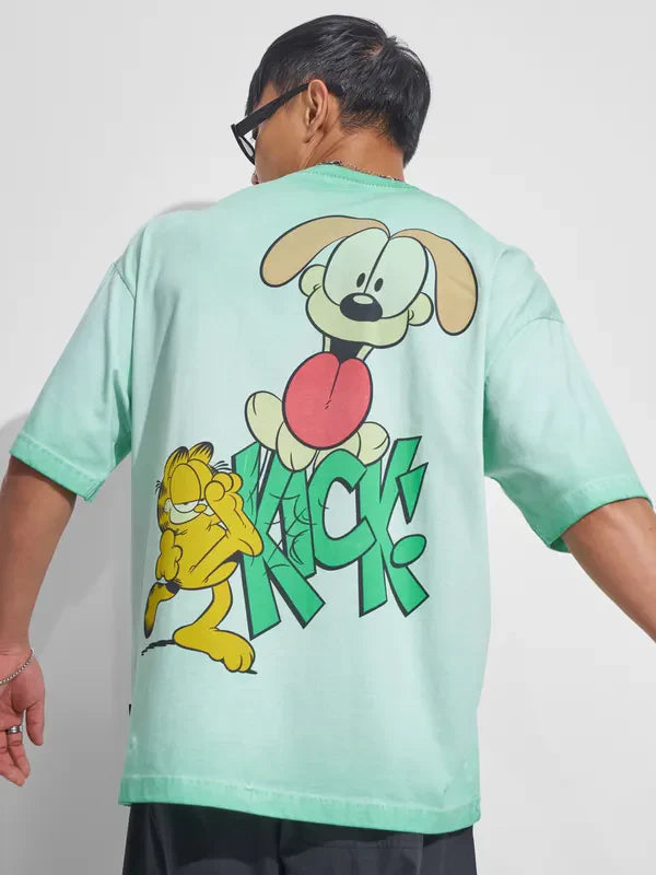 Stylish Men’s Round Neck Oversized T-Shirt Featuring Garfield Print