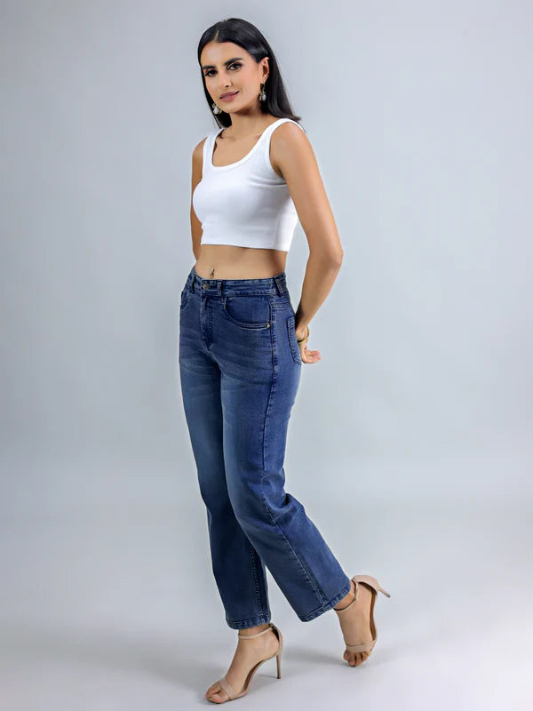 Blue Basic Denim Jeans with Simple and Versatile Style for Daily Outfits