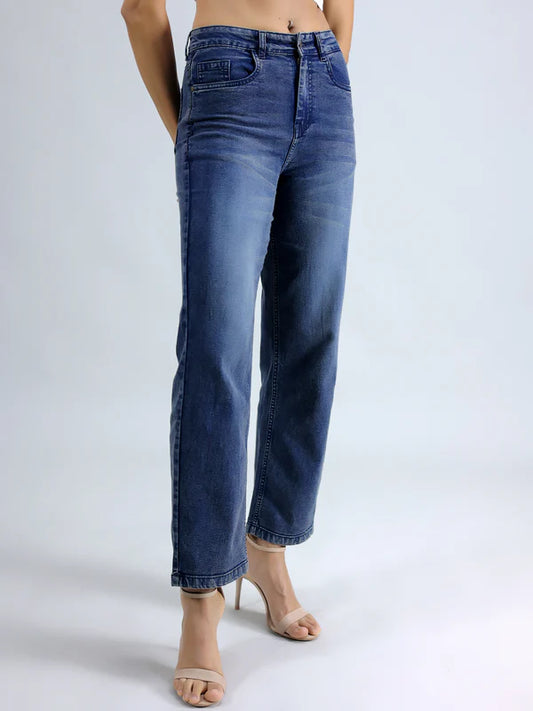 Blue Basic Denim Jeans with Simple and Versatile Style for Daily Outfits