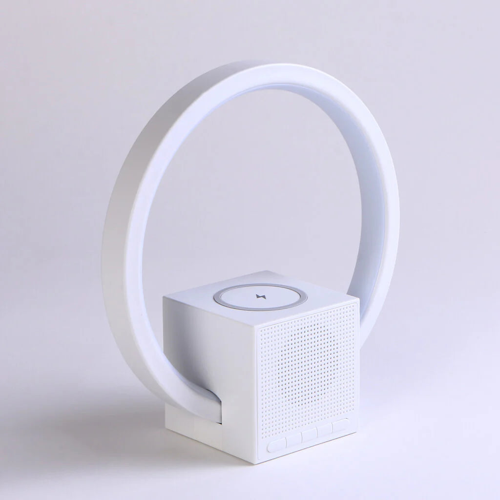 LED Lamp with Wireless Charging and Bluetooth Speaker