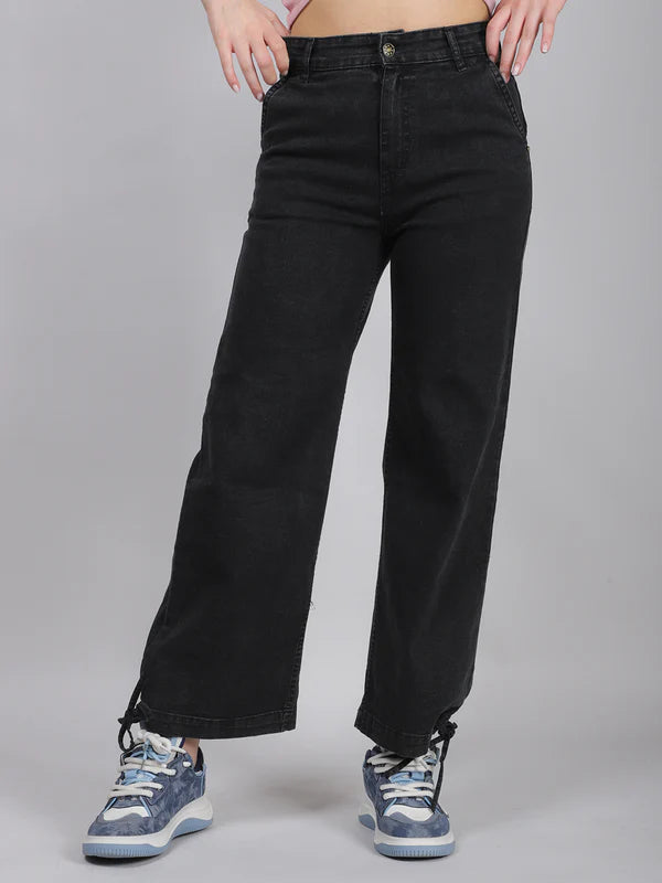 Mid Waist Black Denim Jeans for a Comfortable and Timeless Casual Look