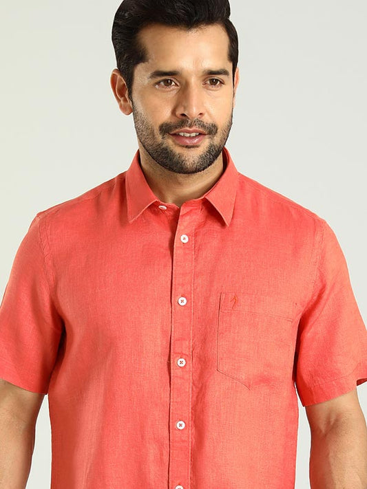 Stylish Men’s Solid Linen Half Sleeve Shirt – Comfortable Summer Casual and Semi-Formal Wear for Work and Travel