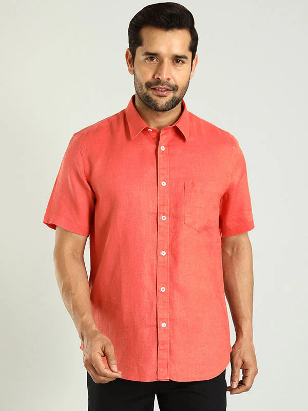 Stylish Men’s Solid Linen Half Sleeve Shirt – Comfortable Summer Casual and Semi-Formal Wear for Work and Travel