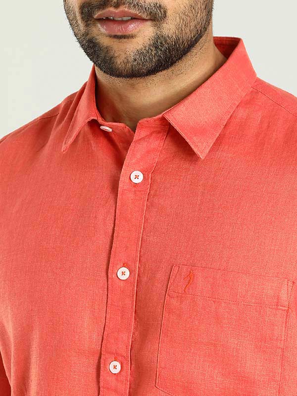 Stylish Men’s Solid Linen Half Sleeve Shirt – Comfortable Summer Casual and Semi-Formal Wear for Work and Travel