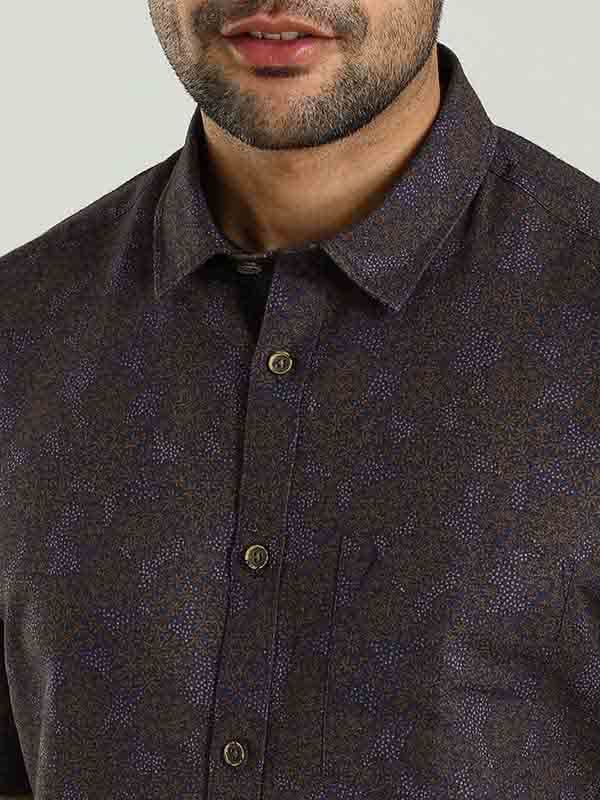 Breathable Men’s Printed Half Sleeve Linen Blend Shirt – Lightweight Summer Casual Wear for Travel and Weekend Gatherings