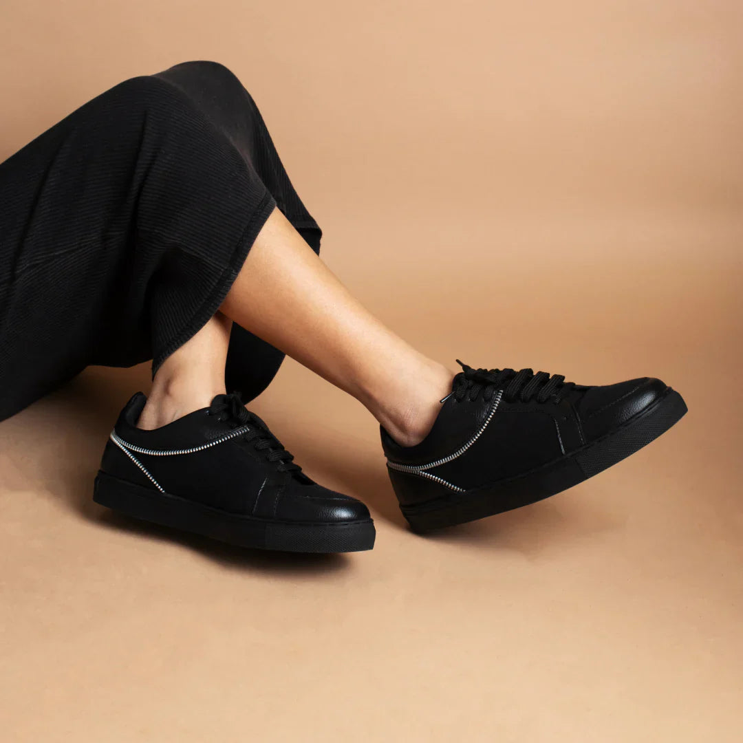 Modern Black Women’s Sneakers with Non Slip Outsole and All Day Comfort