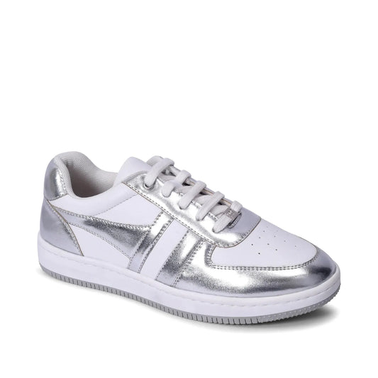 Duo Silver Sneakers Durable Sneakers for Women with Cushioned Sole for All-Day Comfort