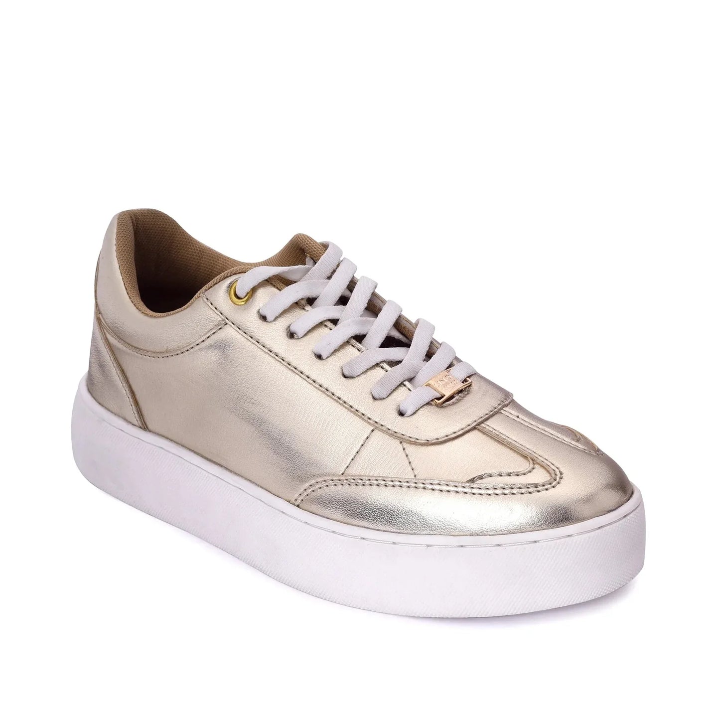 Women’s Gold Sneakers Trendy Low-Top Sneakers for Everyday Wear