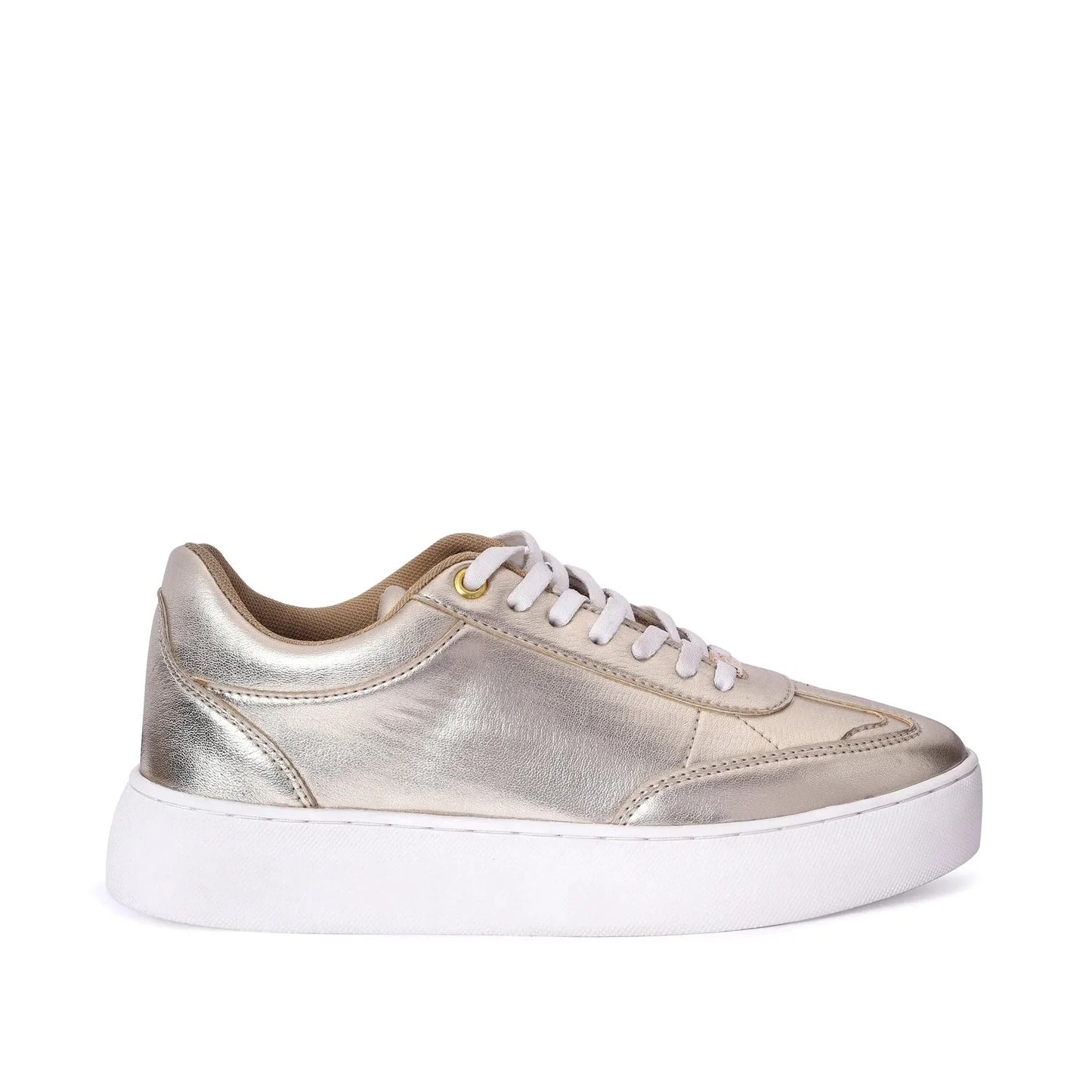 Women’s Gold Sneakers Trendy Low-Top Sneakers for Everyday Wear
