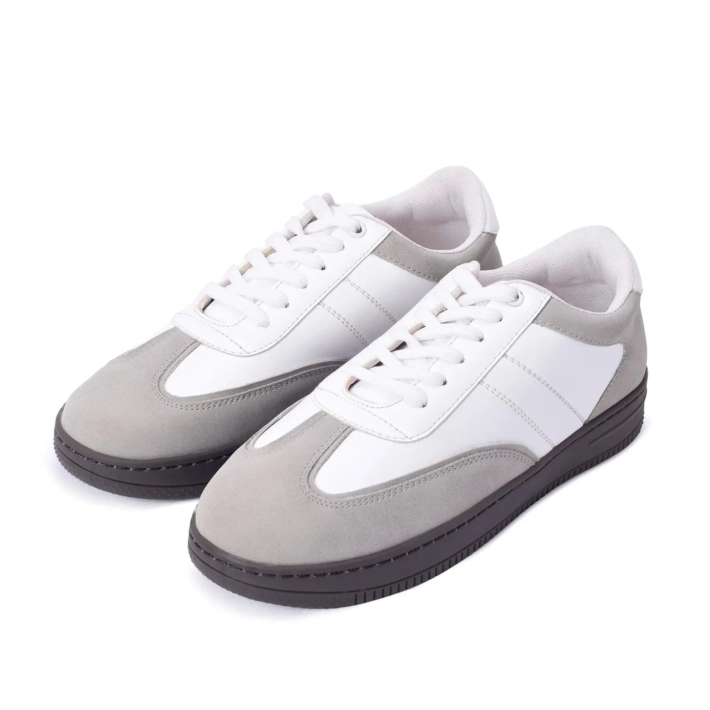 Dual Color Grey White Comfort Shoes for Women Lightweight Sneakers with Cushioned Sole