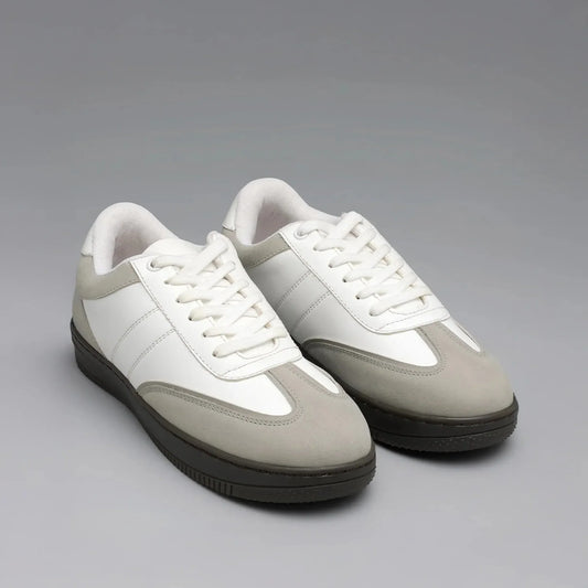Dual Color Grey White Comfort Shoes for Women Lightweight Sneakers with Cushioned Sole