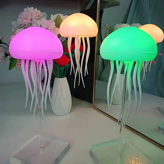 Dancing Jellyfish Lamp with Voice Control, RGB Lighting, and USB-C Rechargeable Base & Hanging Option