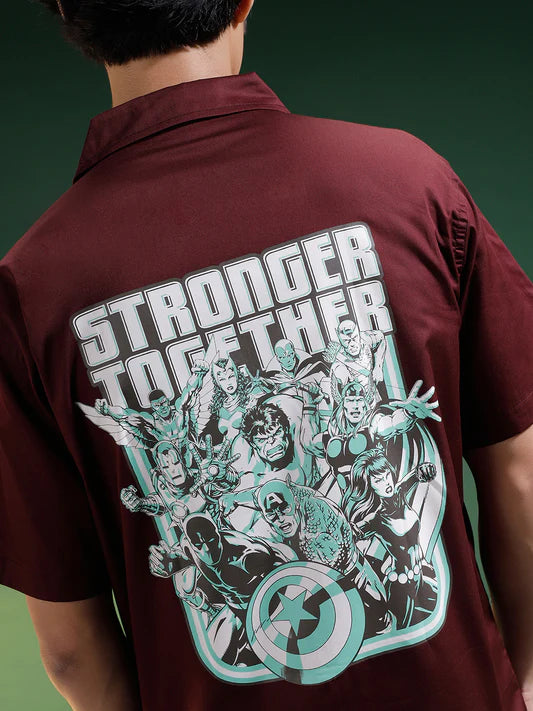 Fashion Forward Brown Oversized Printed Graphic Shirt