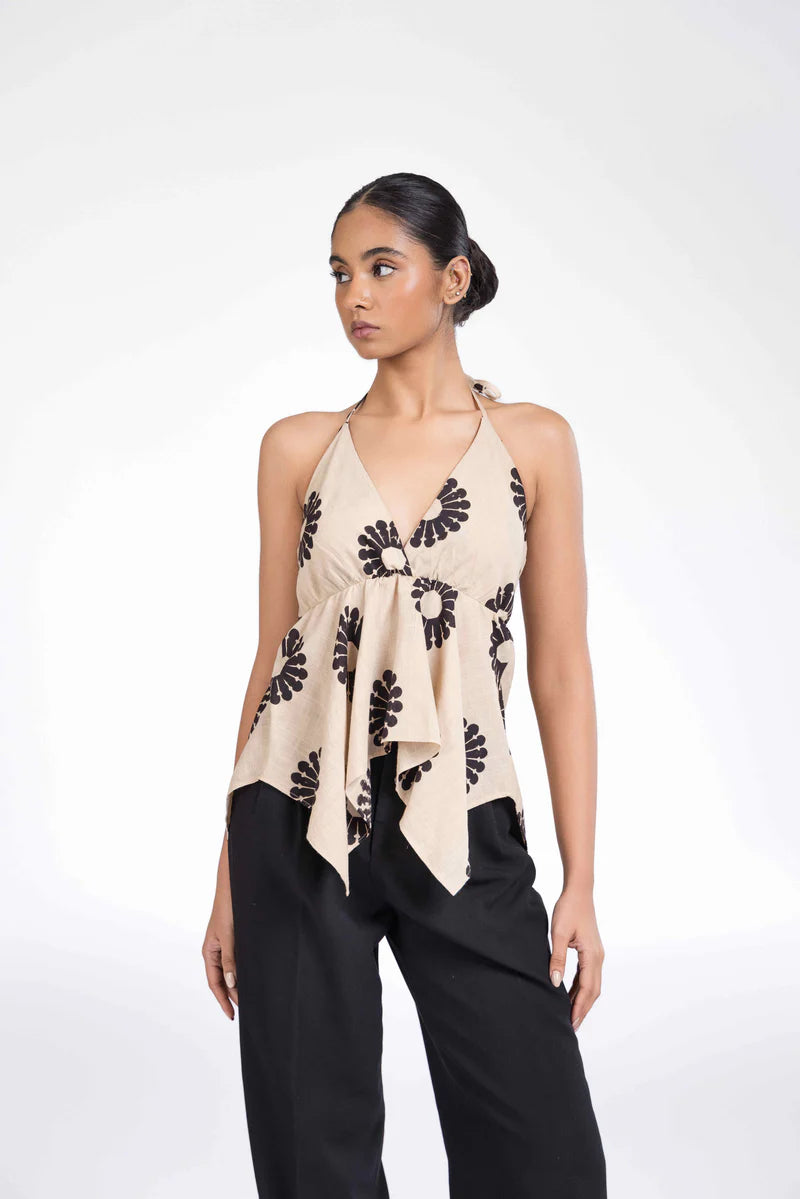 Classic White Halter Top with Necktie for a Modern Flirty Look and Comfortable Fit