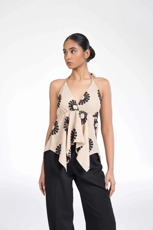 Classic White Halter Top with Necktie for a Modern Flirty Look and Comfortable Fit