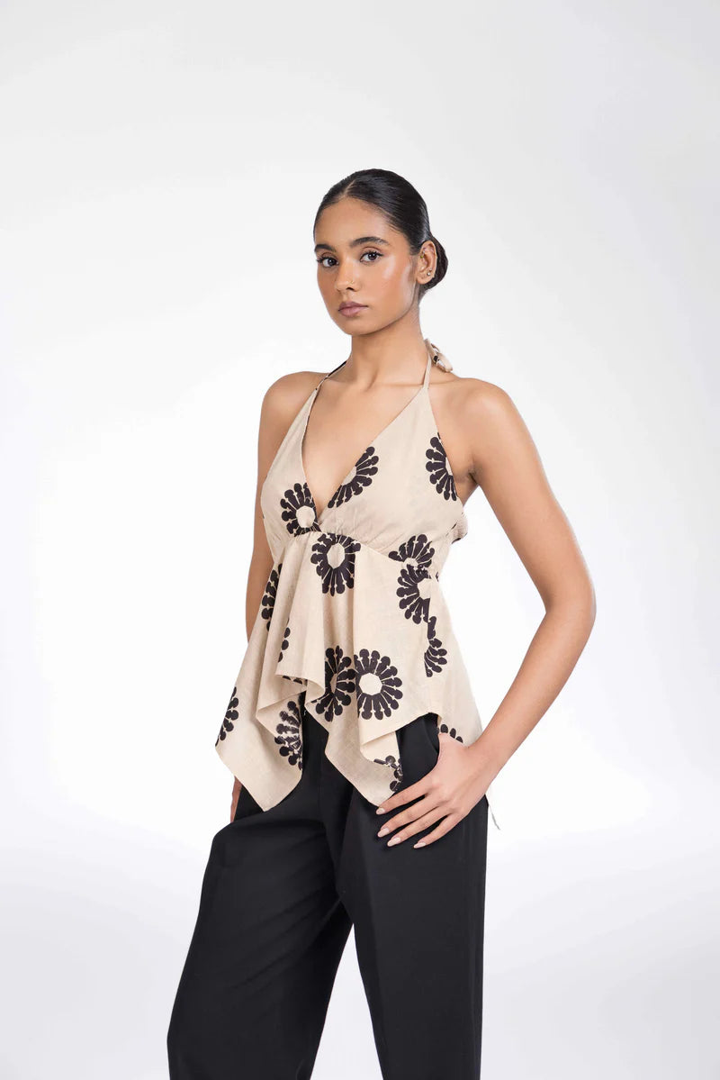 Classic White Halter Top with Necktie for a Modern Flirty Look and Comfortable Fit